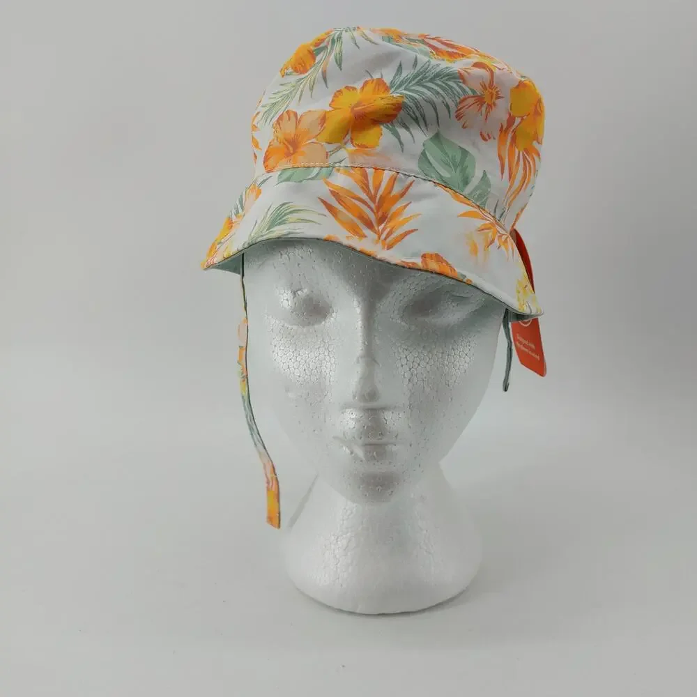 Wonder Nation Reversible Sunhat UPF 50+ Hibiscus Flower Tropical One Size